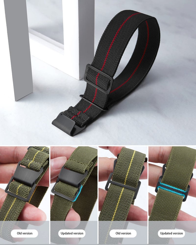 BINLUN Elastic Nylon Watch Band 18mm 20mm 22mm Marine Nationale Fabric Military Parachute Replacement Watch Strap Men Women Silver & Black Buckle - Upgraded Hook-and-Loop Buckle - Image 5